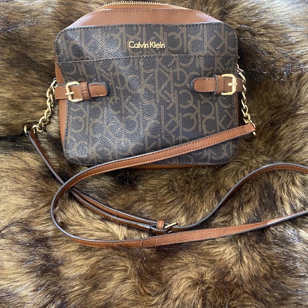 Calvin Klein Monogram Brown Crossbody Bag